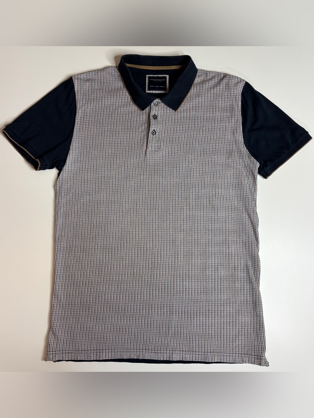 Denim & Flower Ricky Singh Preppy Mod Houndstooth Polo Shirt M